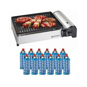 Kemper Barbecue gaz 1900W Grille anti adhesive cartouches gaz campingx12 Kemper