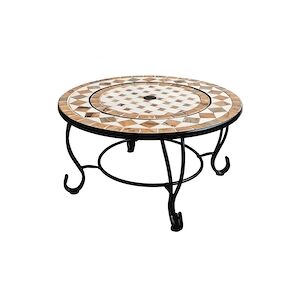 PURLINE Brasero d'extérieur, design de table, rond, céramique et marbre, avec barbecue EFP54