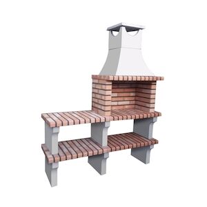 ARTICIMENTOS BARBECUE XL-ART - Barbecue avec 2 bancs, en brique et ciment réfractaire, avec côtés en brique - 153x52x196cm