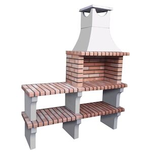 ARTICIMENTOS BARBECUE XL-ART - Barbecue avec 2 bancs, en brique et ciment réfractaire, avec côtés en brique - 153x52x196cm