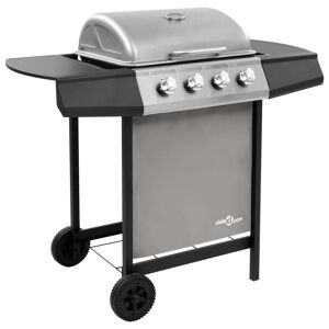 48547 vidaXL Barbecue gril à gaz avec 4 brûleurs Noir et argenté - Publicité