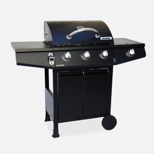 sweeek Barbecue gaz - Treville - Barbecue 3 bruleurs + 1 feu lateral noir. avec thermometre - Noir