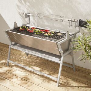 sweeek Rôtissoire electrique inclinable - Mathurin Inox - Tournebroche. barbecue au charbon de bois a moteur pour grillades receptions - Gris