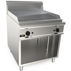 Chefook Plancha À Gaz Professionnelle Sur Meuble Avec Plaque Double Rainurée Chrome Profondeur 90 cm