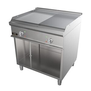 Chefook Plancha Électrique Professionnelle Sur Meuble Avec Plaque Double Lisse-Rainurée Profondeur 70 cm