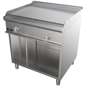 Chefook Plancha Électrique Professionnelle Sur Meuble Avec Plaque Double Rainurée Profondeur 70 cm