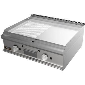 Chefook Plancha À Gaz Professionnelle À Poser Avec Plaque Double Lisse-Rainurée Chrome Profondeur 70 cm