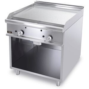 Chefook Plancha À Gaz Professionnelle Sur Meuble Avec Plaque Double Rainurée Chrome Profondeur 70 cm