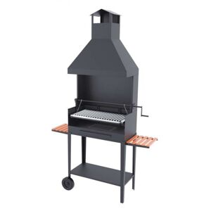 FM CALEFACCION Barbecue BBQ au charbon et bois 80 cm grille INOX - Avec élevateur chariot pa... Publicité