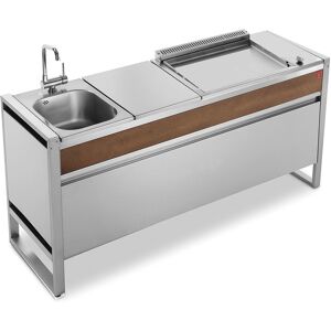 Pla.Net Table de cuisson avec plancha électrique en inox et évier Oasi 183C - Publicité