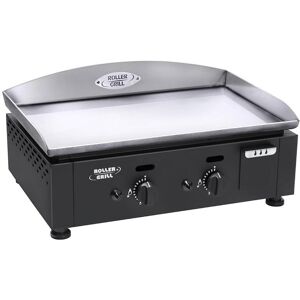 Plancha à gaz en inox 2 brûleurs 5,5 kW noir - 59 x 38 cm