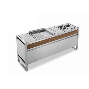 Pla.Net Table de cuisson en inox avec plancha + triple feu à gaz Oasi 205C - Publicité