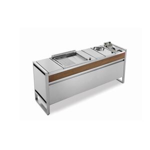 Pla.Net Table de cuisson en inox avec plancha à gaz + feu à gaz + friteuse Oasi 205C - Publicité