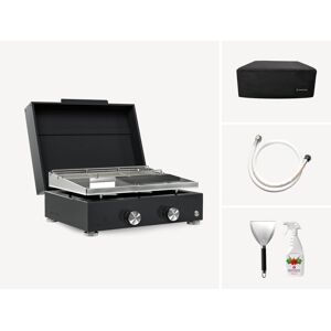 Plancha gaz inox 2 feux Simplicity + Couvercle + Accessoires