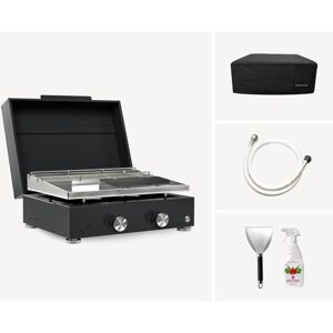 Plancha gaz inox 2 feux Simplicity + Couvercle + Accessoires