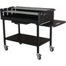 Metro Professional Barbecue DELUXE au charbon de bois sur roulettes, 137x68x94 cm, acier / acier inoxydable, avec couvercle et table d'appoint, noir