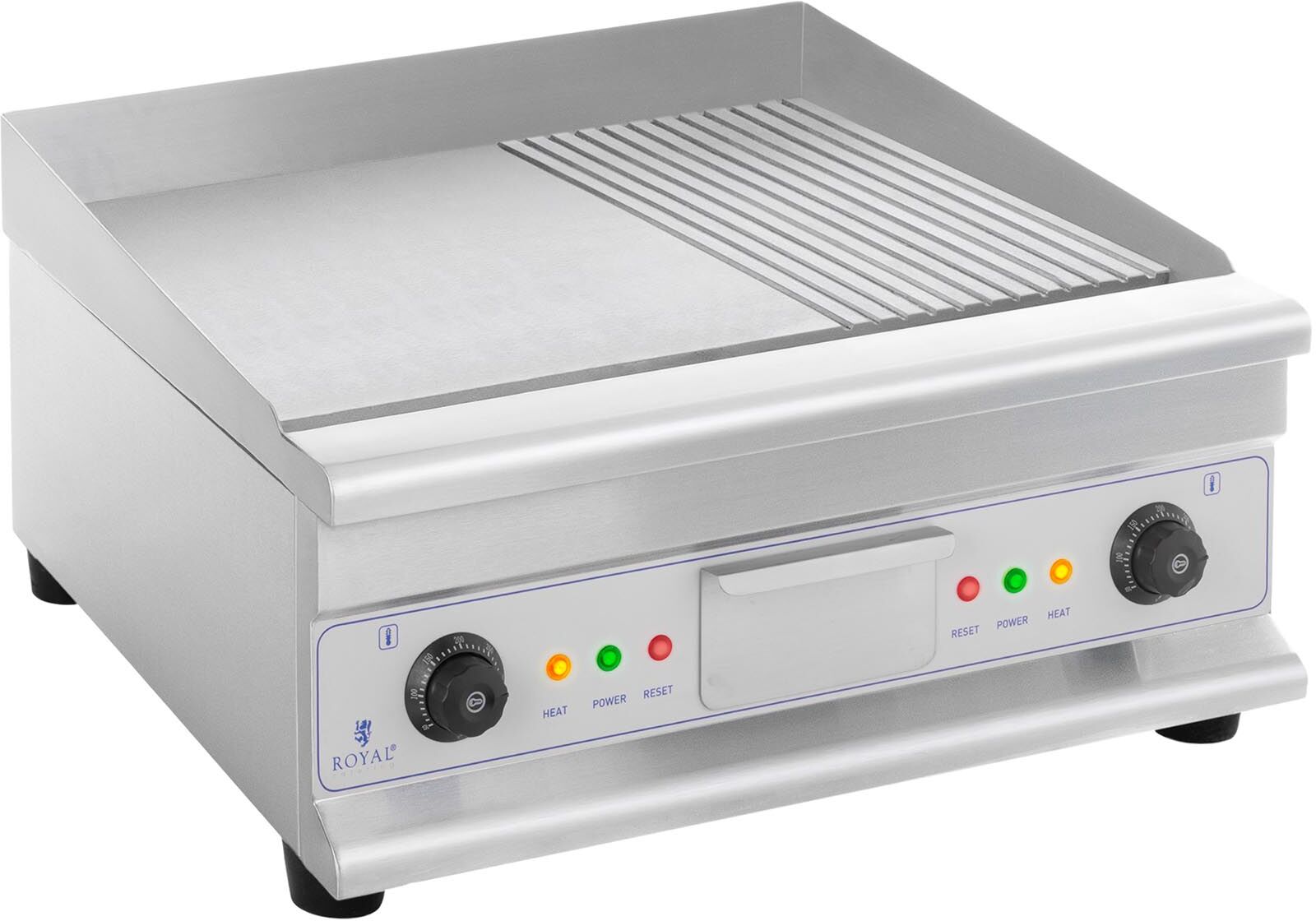 Royal Catering Plancha électrique nervurée - Double - 60 cm - 6 400 W RCG-60GB