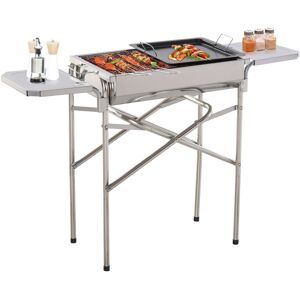 Outsunny Barbecue a Carbonella BBQ Grill con Piano d'Appoggio in Acciaio Inox 104*30*68cm