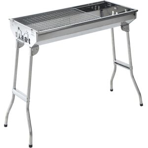 Outsunny Griglia Barbecue BBQ Portatile e Pieghevole in Acciaio Inox 73×33×71cm