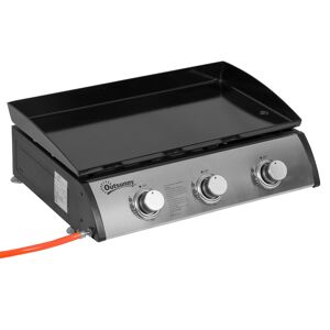 Outsunny Piastra Barbecue a Gas Antiaderente da Tavolo con 3 Bruciatori da 3kW, 60.5x48.5x21cm, Nero