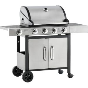 Outsunny Barbecue Gas con Coperchio e 5 Bruciatori da 15.2kW e 4 Ruote, 128x50x113cm