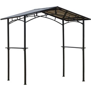 Outsunny Gazebo da Giardino per Barbecue BBQ con Tetto in PC e Mensole Laterali, Struttura in Alluminio e Metallo, 246x149x230cm, Nero