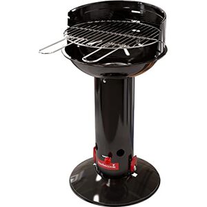 barbecook Loewy 40 Barbecue a carbone con protezione antivento, barbecue rotondo con QuickStart e QuickStop, regolabile in 3 posizioni, nero, griglia di Ø 40 cm