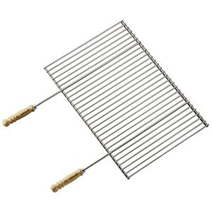 barbecook Griglia per Barbecue con Manici in Legno, Accessori per Barbecue in Acciaio Inossidabile, Argento, 70 x 40 cm