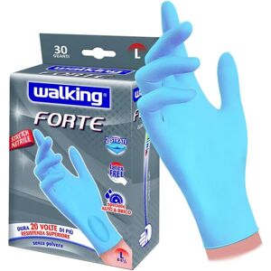 WALKING Guanto monouso  Forte in nitrile Tg 9 30 pezzi