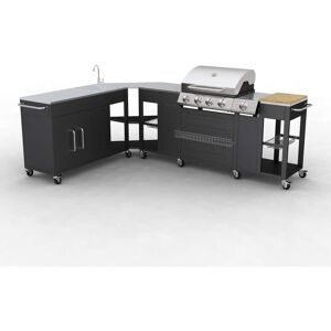 vidaXL Barbecue a gas Montana, cucina portabile 4 bruciatori +1