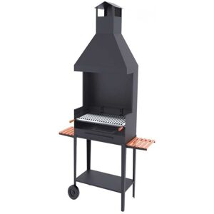 FM CALEFACCION Barbecue a carbonella e legna Griglia in acciaio inox da 60 cm - Carrello, Co...