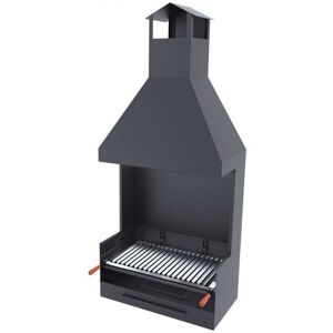 FM CALEFACCION Barbecue a carbonella e legna Griglia in acciaio inox da 60 cm - Con paravent...