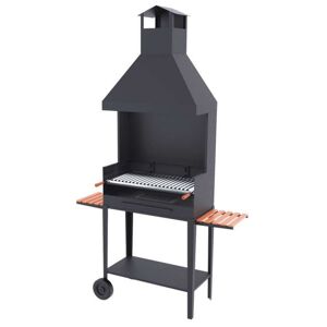 FM CALEFACCION Barbecue a carbonella e legna Griglia in acciaio inox da 80 cm - Carrello, Co...