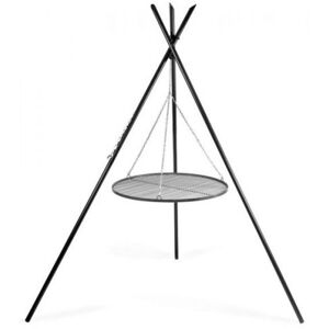 COOK KING Barbecue Treppiede “TIPI” da 210 cm con Griglia in Acciaio Naturale da 50 cm