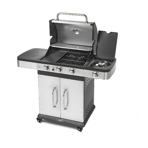 ompagrill indianapolis 4 titanium barbecue a gas 11.5 kw 3 bruciatori con fornello laterale