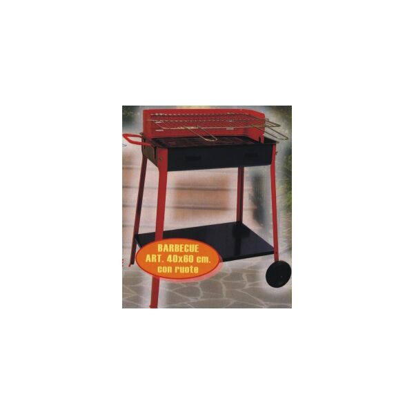 dalusio 0200 barbecue a carbonella carbone bbq da giardino esterno in acciaio 60x40 cm con ruote - 0200