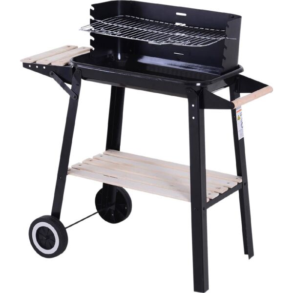 vivagarden 84603d griglia per barbecue a carbone picnic altezza regolabile nero 87x 45x83 cm - 84603d