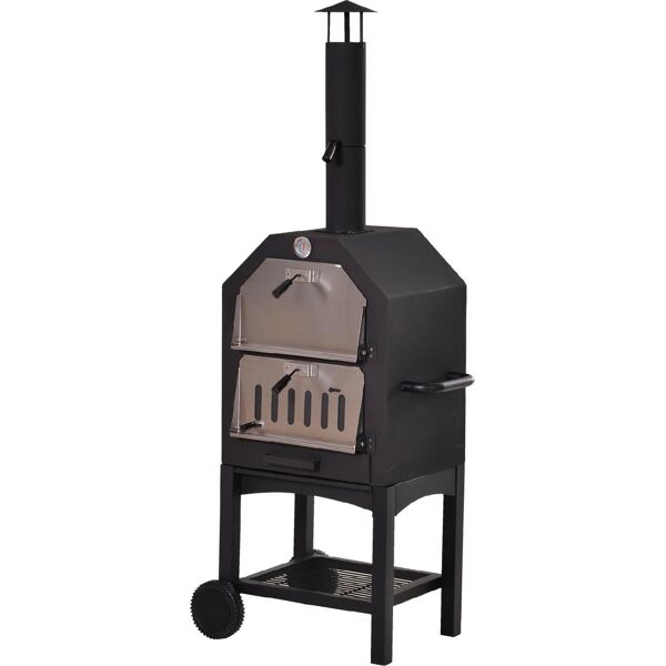 vivagarden 846051 barbecue a carbonella carbone forno per pizza da giardino da esterno in acciaio 50x36 cm / 160h cm - 846051