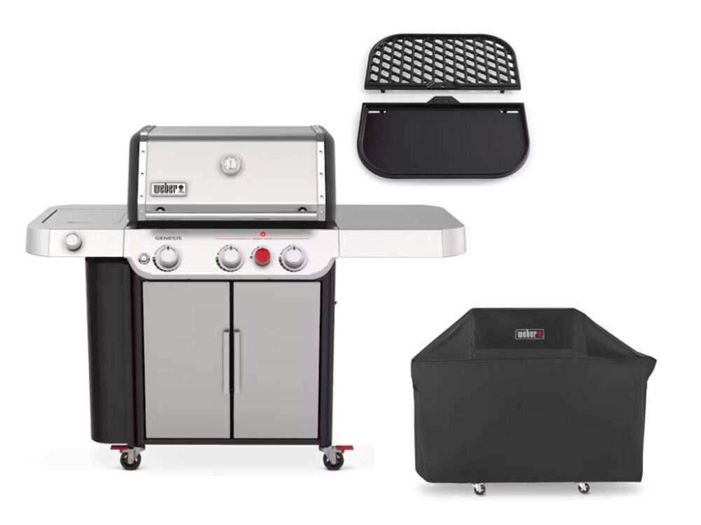 Barbecue A Gas Genesis S-335 35400029 + 7194 Custodia Premium + 8858 Gbs Grill Griddle Weber