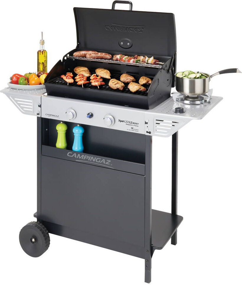 campingaz 3000004834 Barbecue A Gas Pietra Lavica E Griglia In Acciaio Da Esterno Bbq Da Giardino Con Coperchio Ruote E Fornello Laterale - 3000004834 Xpert 200 Ls Plus Rocky