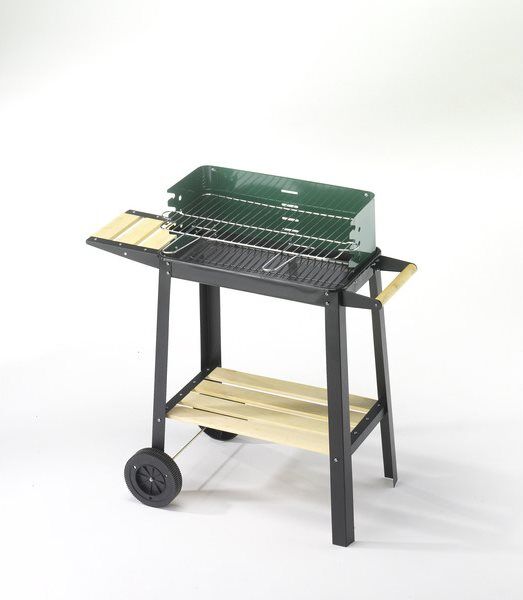 ompagrill 50311 Barbecue A Carbonella Carbone Da Esterno Bbq Da Giardino In Acciaio Con Ruote 50x25 Cm / 77h Cm - 50311