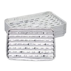 Relaxdays aluminium bakjes, set van 25, BxD: 34x22 cm, bbq schaaltjes, gaatjes, max. 260°C, voor barbecue & oven, zilver