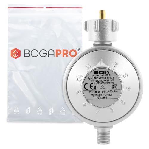 BOGAPRO 11 lagedrukregelaar, instelbare gasdrukregelaar van 25-50 mbar polyzak