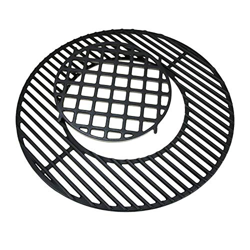 GFTIME 57cm 8835 Ronde Gietijzeren Grillrooster voor Weber Houtskoolgrills, Vervanging van Het Kookrooster, Pizzasteen, Gegoten Pan, Roostersysteem met Schroeiroosters