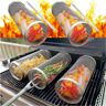 Topaliving 2 stuks rolling grillmand, cilindrische grillmand, roestvrij staal met grillvork, BBQ, grillrol, grillmand, grillrek, grillrek, grillen van groenten, vis, vlees, grillmand, cilinder (2 stuks, L (30