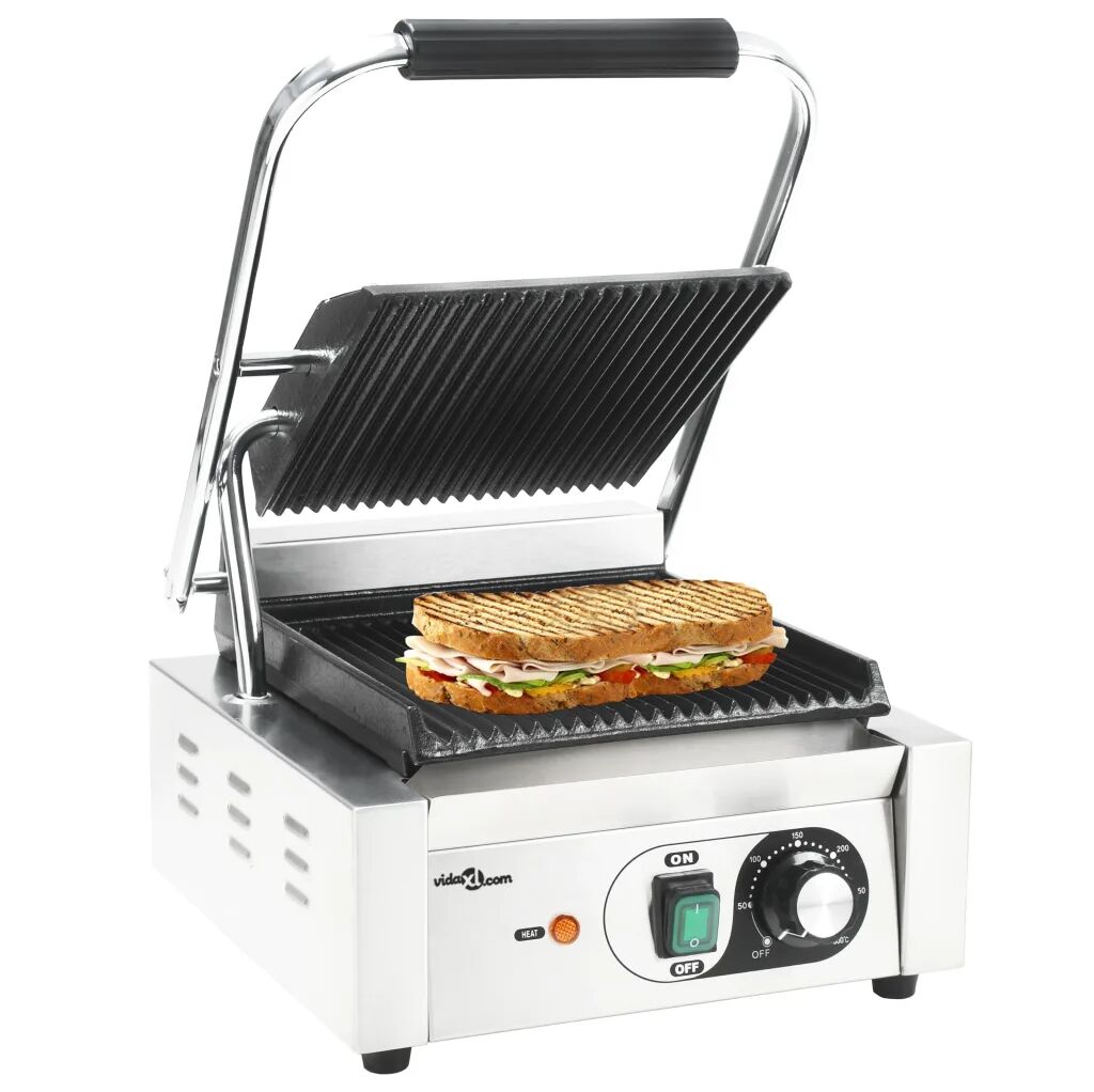 vidaXL Panini grill gegroefd 1800 W 32x41x19 cm roestvrij staal