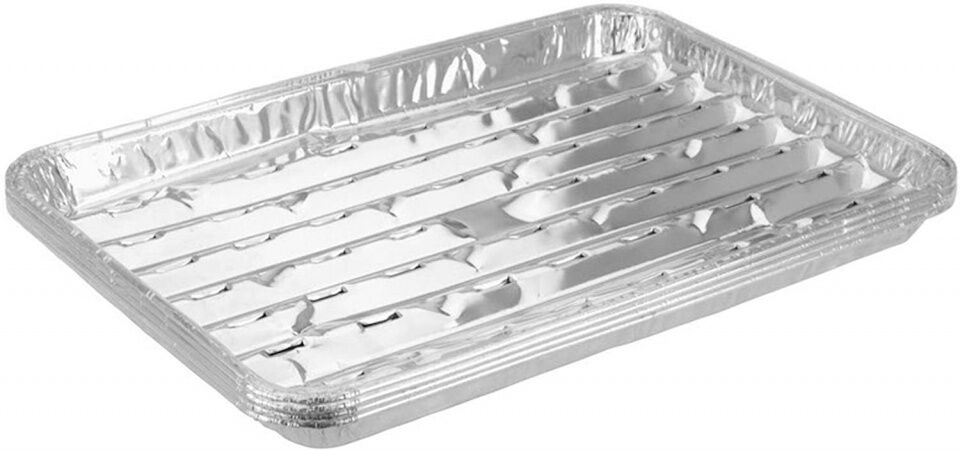 BBQ aluminium grillschalen zilver 34 x 23 x 2,5 cm - Zilver