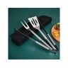 S/marca 3 Pc Bbq Tools Set Stainless Steel With Long Handles Featuring Fork Turner And Tongs For Barbeque & Grilling For Bbq Lo