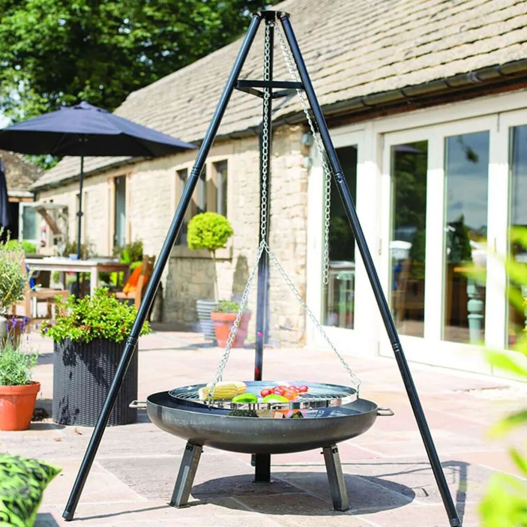 BBGRILL Grătar trepied, negru, 172 cm, BBQ TRIPOD