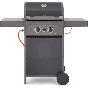 Tower T978500 Stealth 2000 Two Burner Porcelain Enamel Gas BBQ with additional side burner, Precision Thermometer, Cabinets and Rust Proof Design, Bla gray 112.0 H x 120.0 W x 53.0 D cm